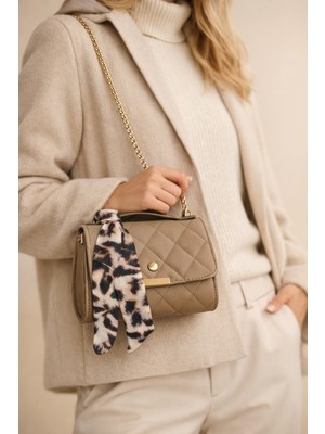 Tabris Luxary Siyah Kapitone Kadın Omuz Çantası – Zincir Askılı Şallı Mini El ve Çapraz Çanta