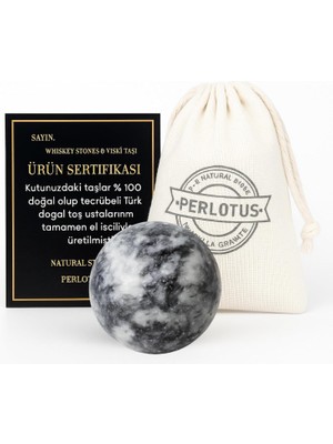 Hepta Collection Perlotus Neptün Yuvarlak Granit Mermer Viski Taşı 1 Adet Kesesinde Hediye Paketinde