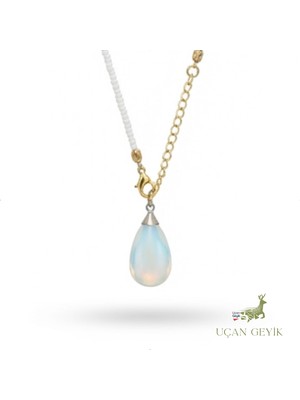 Doğal Opalit Taşı Kolye – Işıltılı Enerji Taşı, Şık ve Zarif Tasarım Takı