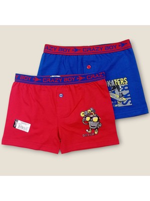 Bb Kids Tutku Pamuklu Erkek Çocuk Baskılı Boxer 2’li Paket – %95 Pamuk %5 Elastan, Rahat ve Esnek Yapı