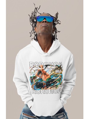 Sevbano Roronoa Zoro Baskılı Unisex Oversize One Piece Anime Karakter Hoodie