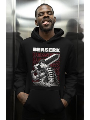 Sevbano Özel Tasarım Berserk Guts Baskılı Unisex Oversize Anime Karakter Hoodie