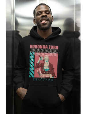 Sevbano Roronoa Zoro One Piece Baskılı Unisex Oversize Anime Karakter Hoodie