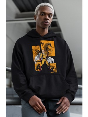 Sevbano Tasarım One Punch Man Baskılı Unisex Oversize Anime Hoodie