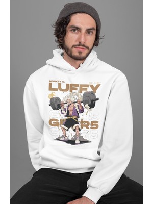 Sevbano Monkey D. Luffy Gear 5 Baskılı Unisex Oversize One Piece Anime Hoodie