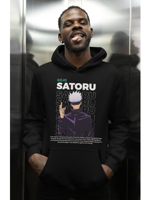 Sevbano Satoru Gojo Baskılı Unisex Oversize Jujutsu Kaisen Anime Karakter Hoodie