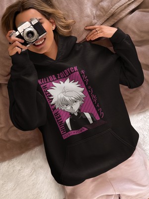 Sevbano Hunter x Hunter Baskılı Unisex Oversize Killua Zoldyck Anime Karakter Hoodie