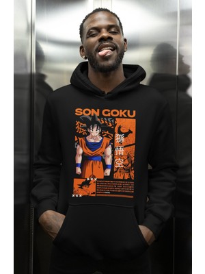 Sevbano Son Goku Dragon Ball Baskılı Unisex Oversize Anime Karakter Hoodie
