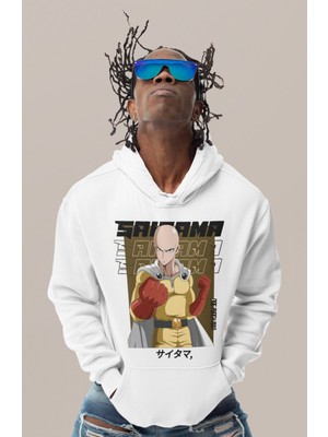 Sevbano Saitama One Punch Man Baskılı Unisex Oversize Anime Karakter Hoodie