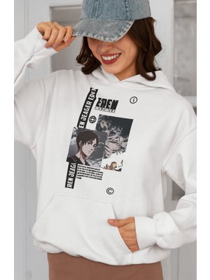 Sevbano Eren Yeager Attack On Titan Baskılı Unisex Oversize Anime Karakter Hoodie
