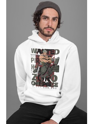 Sevbano Wanted Roronoa Zoro Baskılı Unisex Oversize One Piece Anime Hoodie