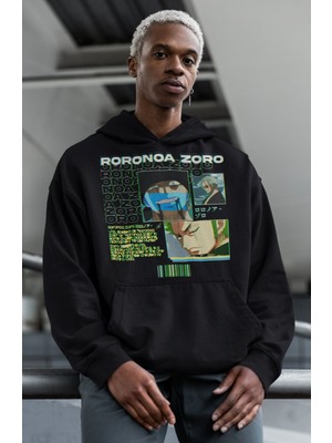 Sevbano Roronoa Zoro Baskılı Unisex Oversize One Piece Anime Hoodie