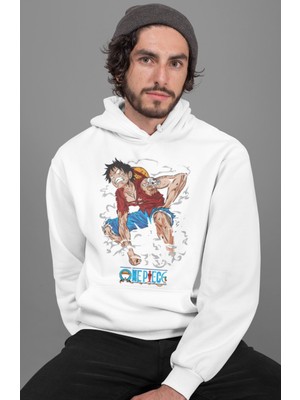 Sevbano Monkey D. Luffy Baskılı Unisex Oversize One Piece Anime Hoodie