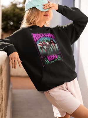 Sevbano Kiss Rock Gods Metal Baskılı Unisex Oversize Müzik Grubu Hoodie