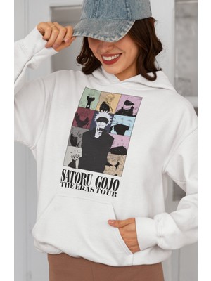 Sevbano Satoru Gojo The Eras Tour Baskılı Unisex Oversize Jujutsu Kaisen Anime Dizi Karakter Hoodie