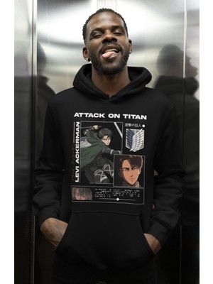 Sevbano Levi Ackerman Baskılı Unisex Oversize Attack On Titan Anime Karakter Hoodie