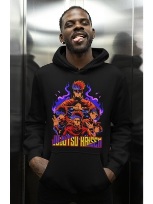 Sevbano Jujutsu Kaisen Manga Baskılı Unisex Oversize Anime Karakter Hoodie