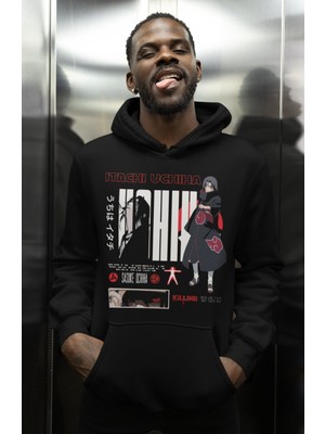 Sevbano Itachi Uchiha Sasuke Uchiha Naruto Baskılı Unisex Oversize Anime Karakter Hoodie