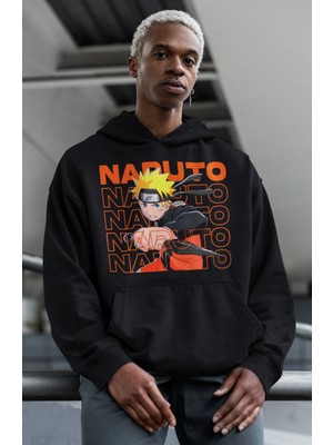 Sevbano Naruto Uzumaki Baskılı Unisex Oversize Naruto Anime Karakter Hoodie