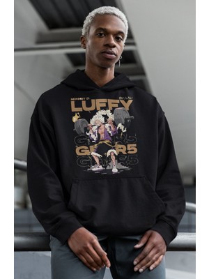 Sevbano Monkey D. Luffy Gear 5 Baskılı Unisex Oversize One Piece Anime Hoodie