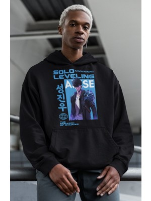 Sevbano Solo Leveling Arise Baskılı Unisex Oversize Anime Hoodie