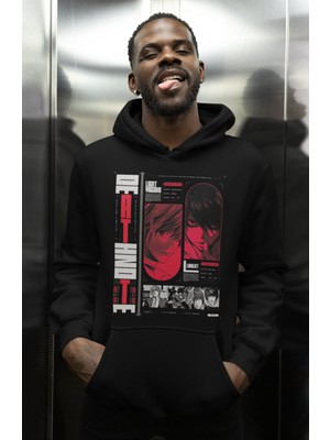 Sevbano Özel Tasarım Death Note Baskılı Unisex Oversize Anime Dizi Karakter Hoodie