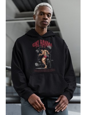 Sevbano Tasarım Baki Hanma Baskılı Unisex Oversize Baki Wiki Anime Hoodie