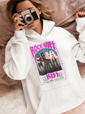 Sevbano Kiss Rock Gods Metal Baskılı Unisex Oversize Müzik Grubu Hoodie