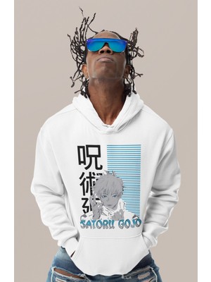 Sevbano Satoru Gojo Baskılı Unisex Oversize Jujutsu Kaisen Anime Dizi Karakter Hoodie
