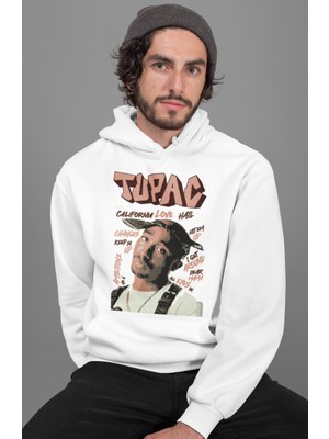 Sevbano Tupac Rapper Baskılı Unisex Oversize Şarkıcı Hoodie