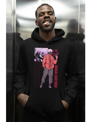 Sevbano Ken Kaneki Hakai Culture Baskılı Unisex Oversize Tokyo Ghoul Anime Karakter Hoodie