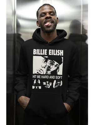 Sevbano Tasarım Billie Eilish Hit Me Hard And Soft Baskılı Unisex Oversize Şarkıcı Hoodie