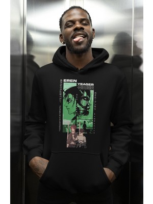 Sevbano Eren Yeager Attack On Titan Baskılı Unisex Oversize Anime Karakter Hoodie