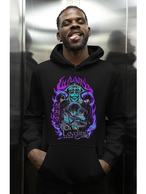 Sevbano Solo Leveling Arise Baskılı Unisex Oversize Anime Karakter Hoodie