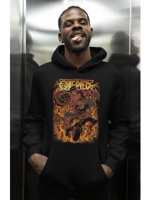 Sevbano Özel Tasarım Monkey D. Luffy Baskılı Unisex Oversize One Piece Hoodie