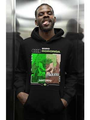 Sevbano Zoro Roronoa Santoryu One Piece Baskılı Unisex Oversize Anime Karakter Hoodie