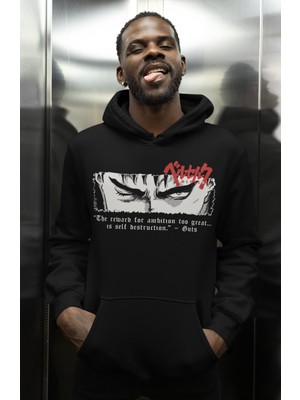 Sevbano Berserk Guts Baskılı Unisex Oversize Anime Karakter Hoodie