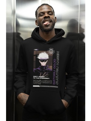 Sevbano Satoru Gojo Jujutsu Kaisen Baskılı Unisex Oversize Anime Karakter Hoodie