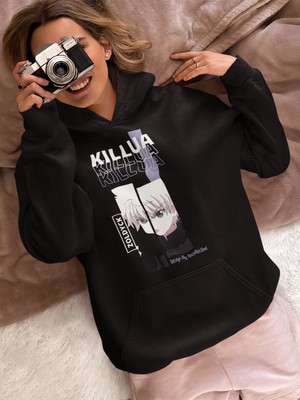 Sevbano Killua Zoldyck Hunter x Hunter Baskılı Unisex Oversize Anime Karakter Hoodie