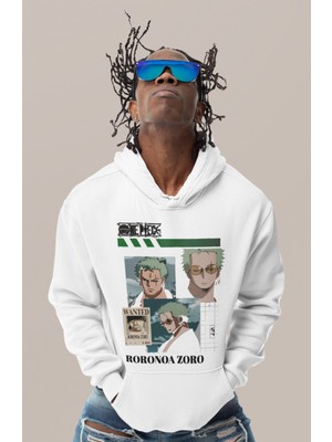 Sevbano One Piece Roronoa Zoro Baskılı Unisex Oversize Anime Karakter Hoodie