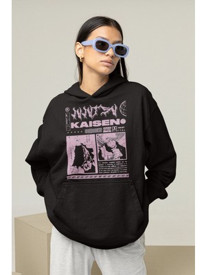 Sevbano Tasarım Satoru Gojo Jujutsu Kaisen Baskılı Unisex Oversize Anime Hoodie