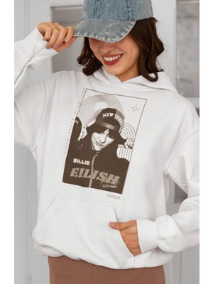 Sevbano Billie Eilish Met Gala After Party Baskılı Unisex Oversize Şarkıcı Hoodie