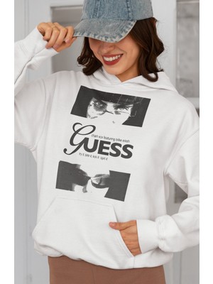 Sevbano Billie Eilish Guess Baskılı Unisex Oversize Şarkıcı Hoodie