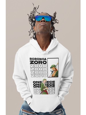 Sevbano Roronoa Zoro One Piece Baskılı Unisex Oversize Anime Karakter Hoodie