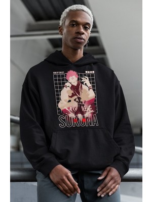 Sevbano Ryomen Sukuna Baskılı Unisex Oversize Jujutsu Kaisen Anime Hoodie