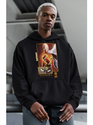 Sevbano Saitama One Punch Man Baskılı Unisex Oversize Anime Hoodie