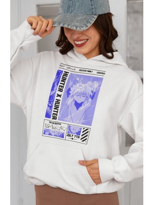 Sevbano Killua Zoldyck Hunter x Hunter Baskılı Unisex Oversize Anime Karakter Hoodie