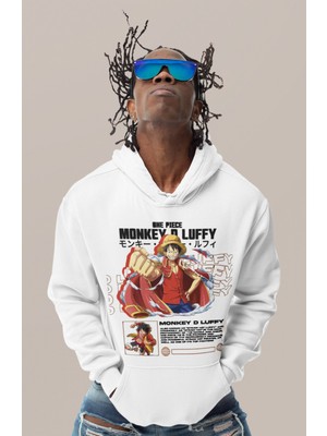 Sevbano One Piece Monkey D. Luffy Baskılı Unisex Oversize Anime Karakter Hoodie