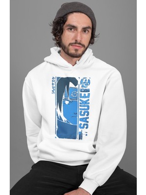 Sevbano Sasuke Uchiha Baskılı Unisex Oversize Naruto Anime Hoodie