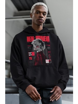Sevbano Ken Kaneki Baskılı Unisex Oversize Tokyo Ghoul Anime Hoodie